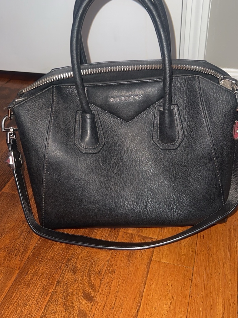 Givenchy Black Leather Satchel with Silver-Tone Hardware